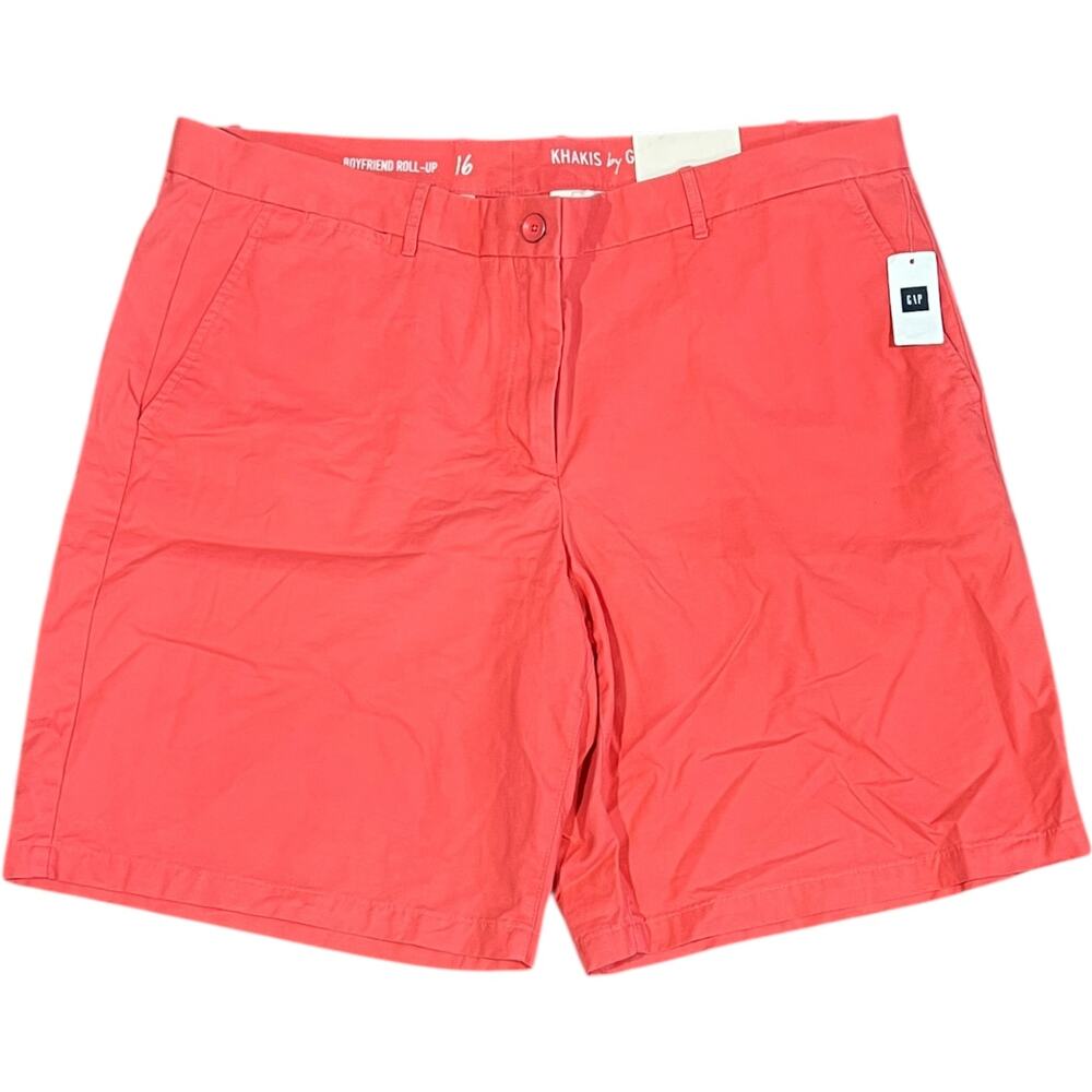 Gap Khakis Boyfriend Roll Up Shorts Size 16 Coral Pink NWT